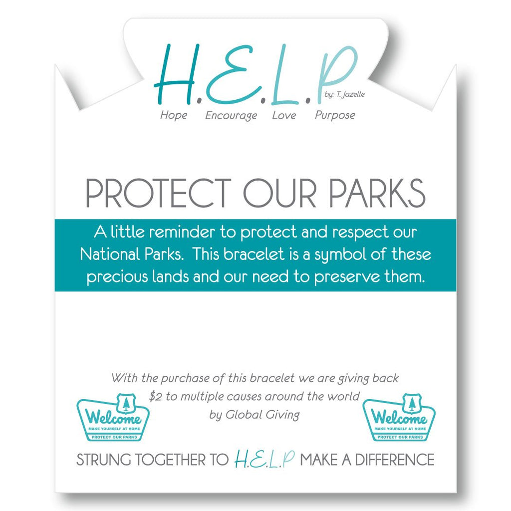 HELP by TJ Protect Our Parks Charm with Grey Opalescent Beads Charity Bracelet