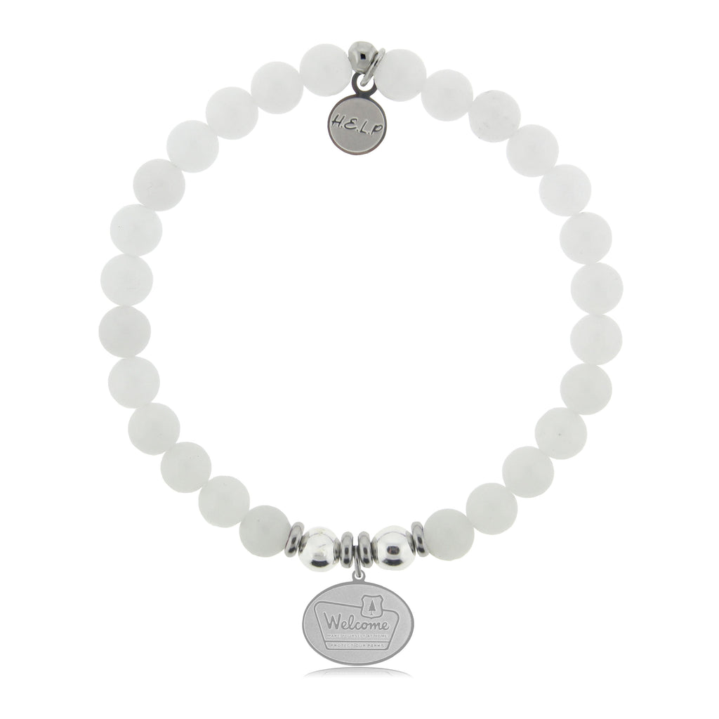 HELP by TJ Protect Our Parks Charm with White Jade Beads Charity Bracelet