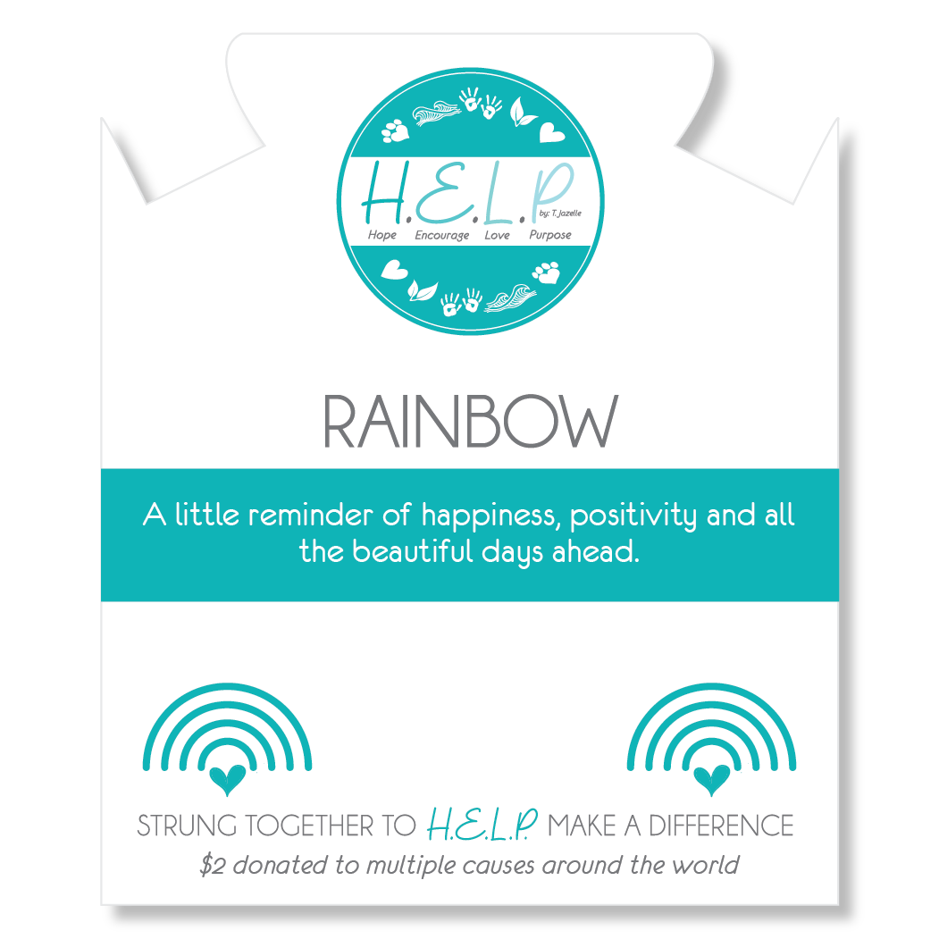 HELP by TJ Rainbow Charm with Green Opalescent Bracelet