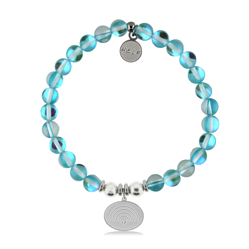 HELP by TJ Rainbow Charm with Light Blue Opalescent Bracelet