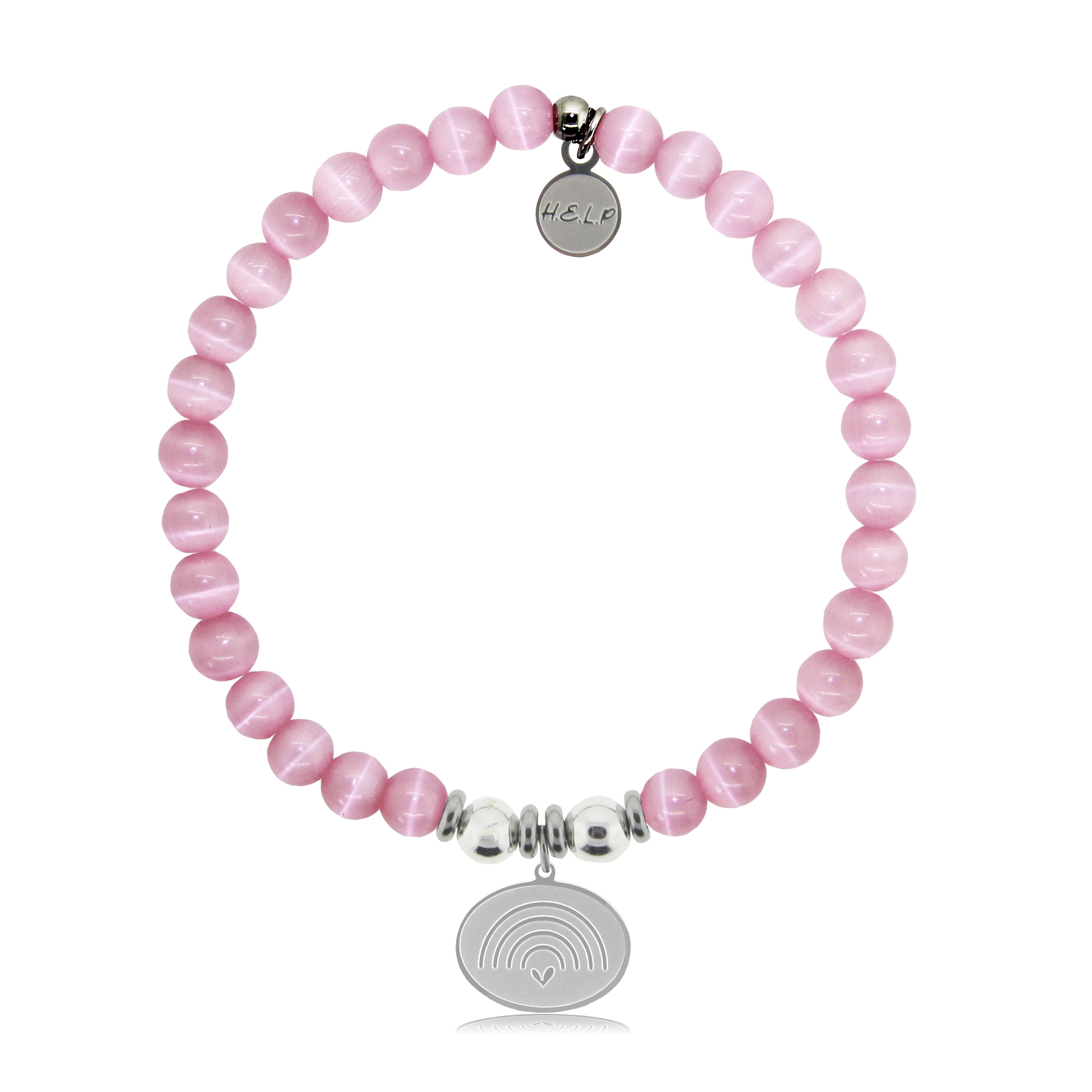 HELP by TJ Rainbow Charm with Pink Cats Eye Bracelet