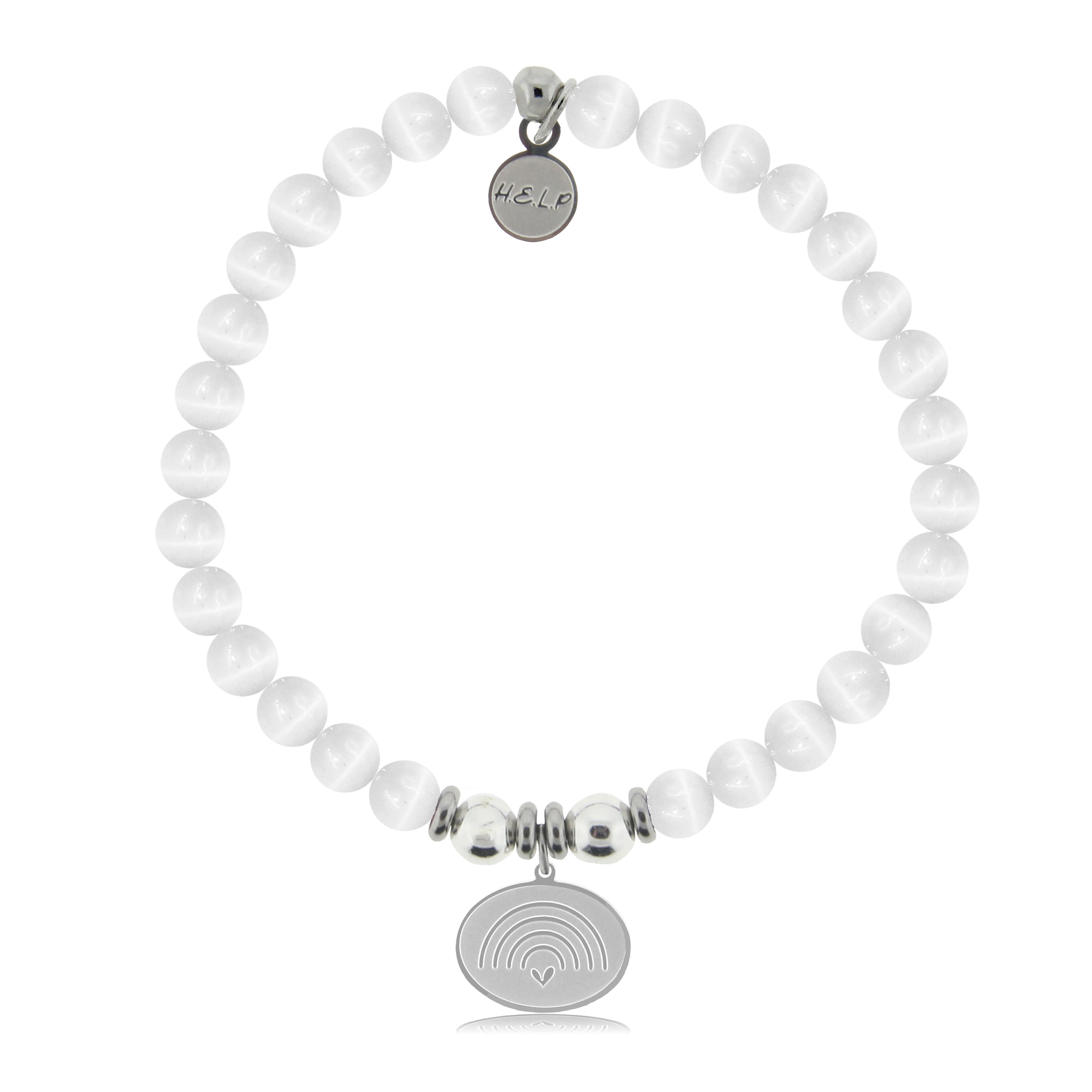 HELP by TJ Rainbow Charm with White Cats Eye Bracelet