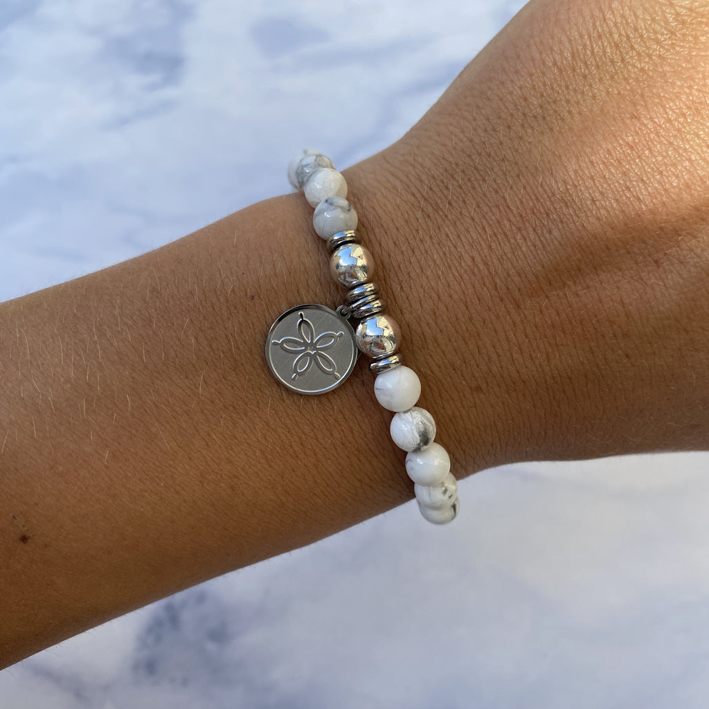 HELP by TJ Sand Dollar Charm with Howlite Beads Charity Bracelet