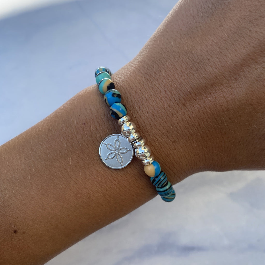 HELP by TJ Sand Dollar Charm with Malachite Beads Charity Bracelet