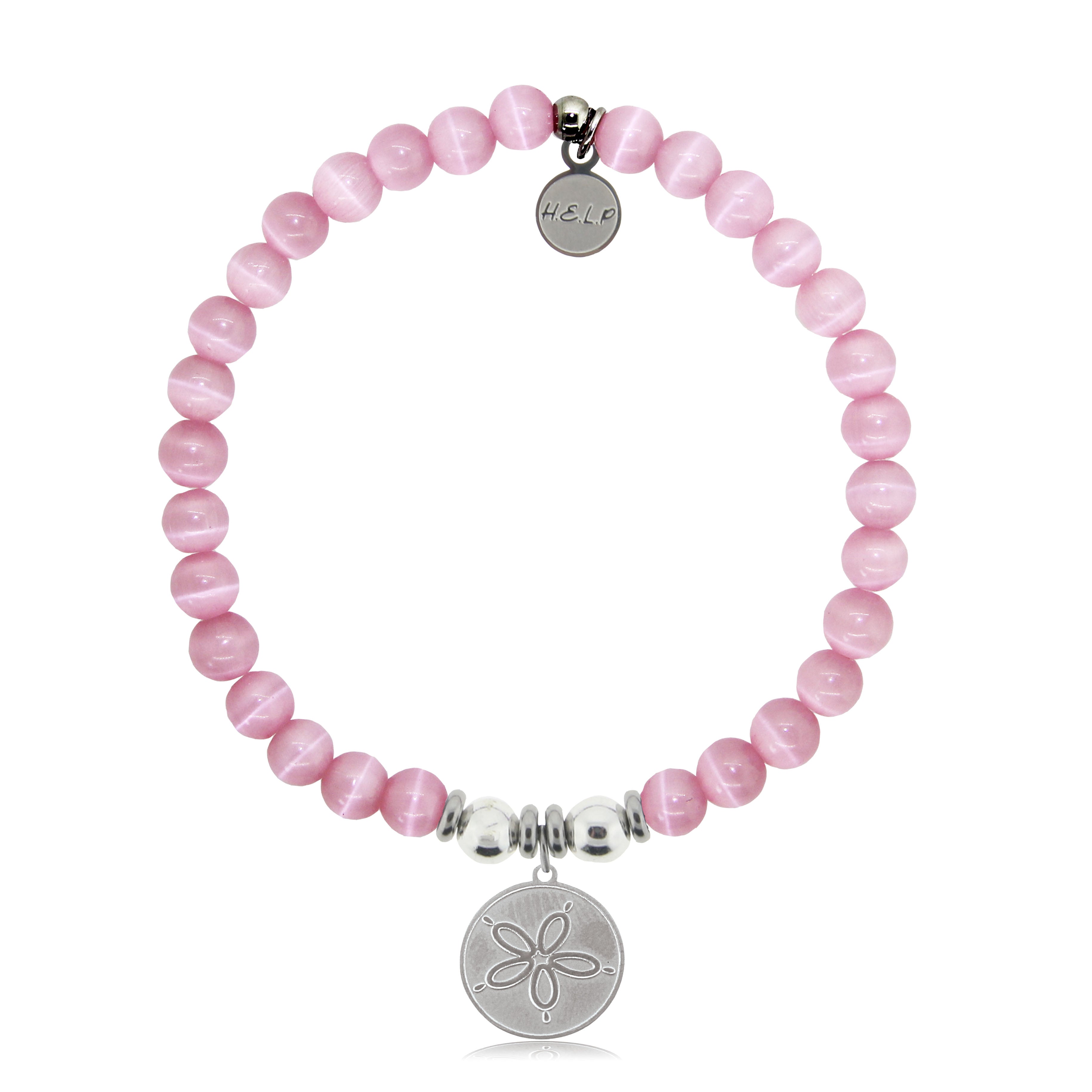 HELP by TJ Sand Dollar Charm with Pink Cats Eye Charity Bracelet