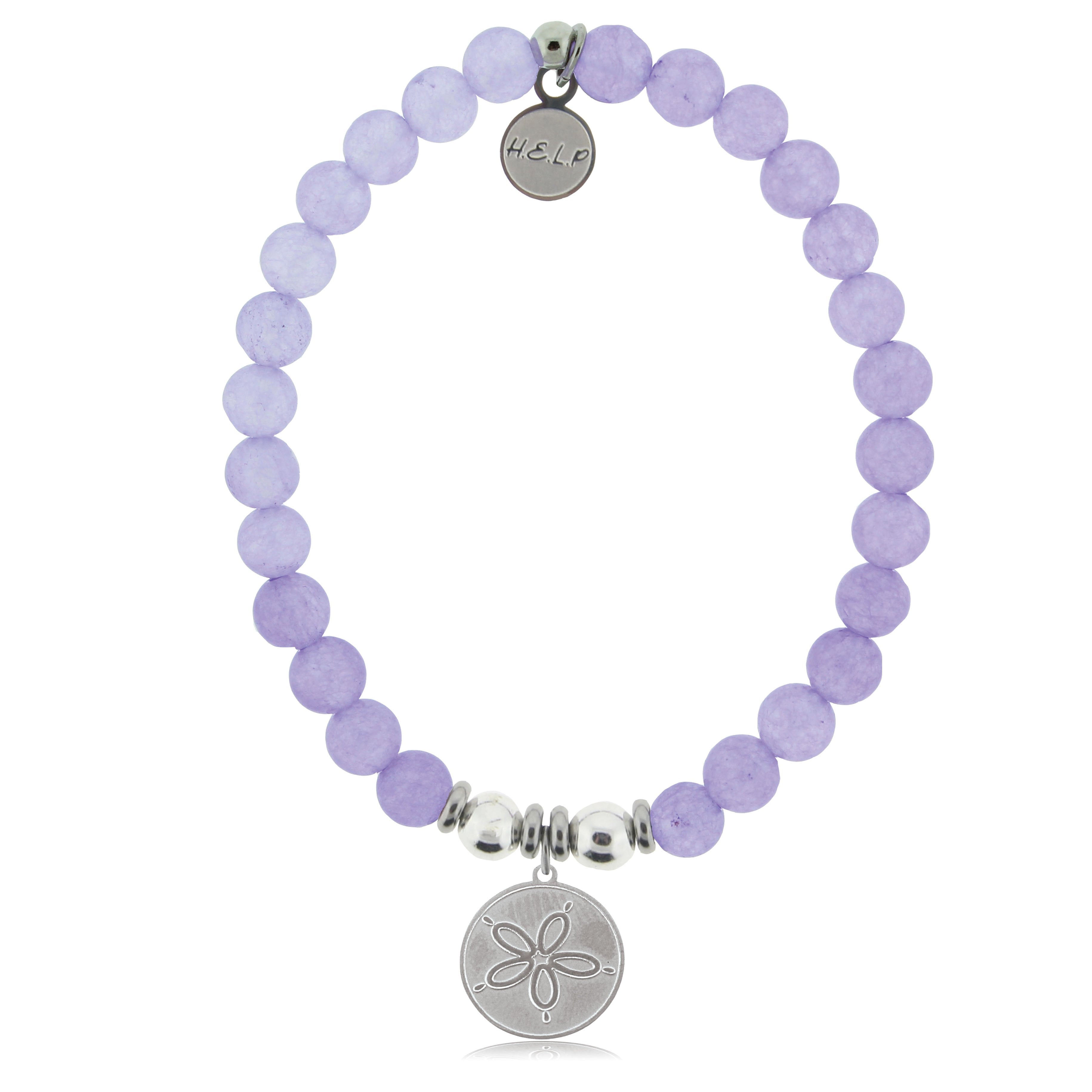 HELP by TJ Sand Dollar Charm with Purple Jade Beads Charity Bracelet