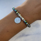 HELP by TJ Sand Dollar Charm with Rainbow Hematite Beads Charity Bracelet