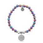 HELP by TJ Sand Dollar Charm with Rainbow Hematite Beads Charity Bracelet