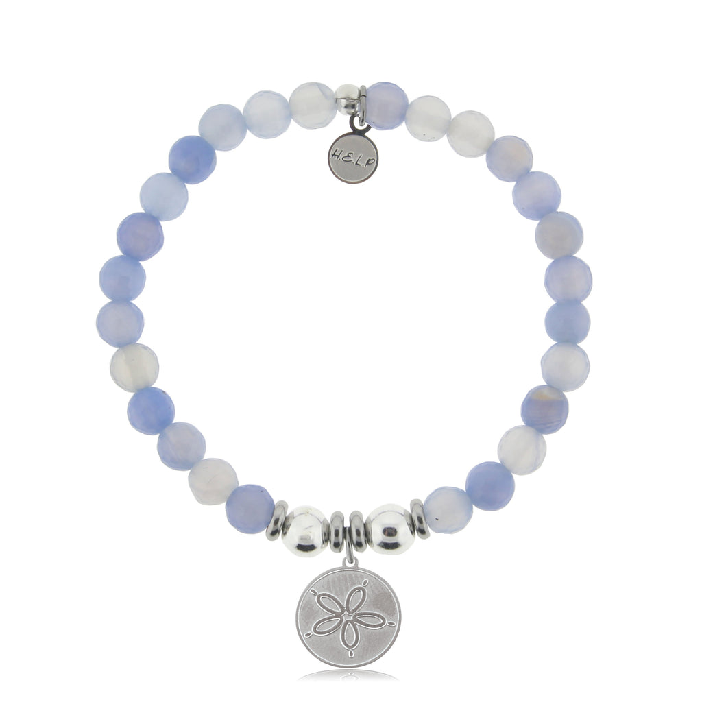 HELP by TJ Sand Dollar Charm with Sky Blue Agate Beads Charity Bracelet