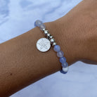 HELP by TJ Sand Dollar Charm with Sky Blue Agate Beads Charity Bracelet