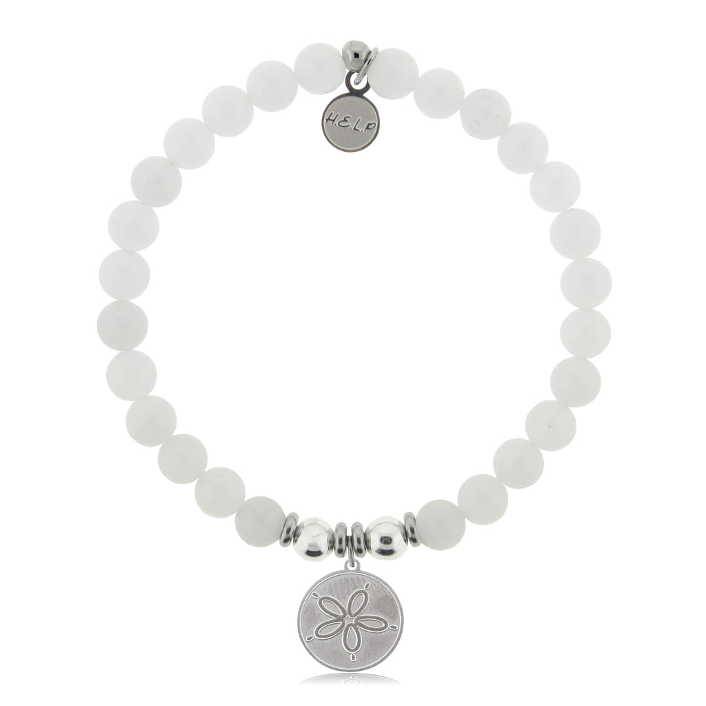HELP by TJ Sand Dollar Charm with White Jade Beads Charity Bracelet
