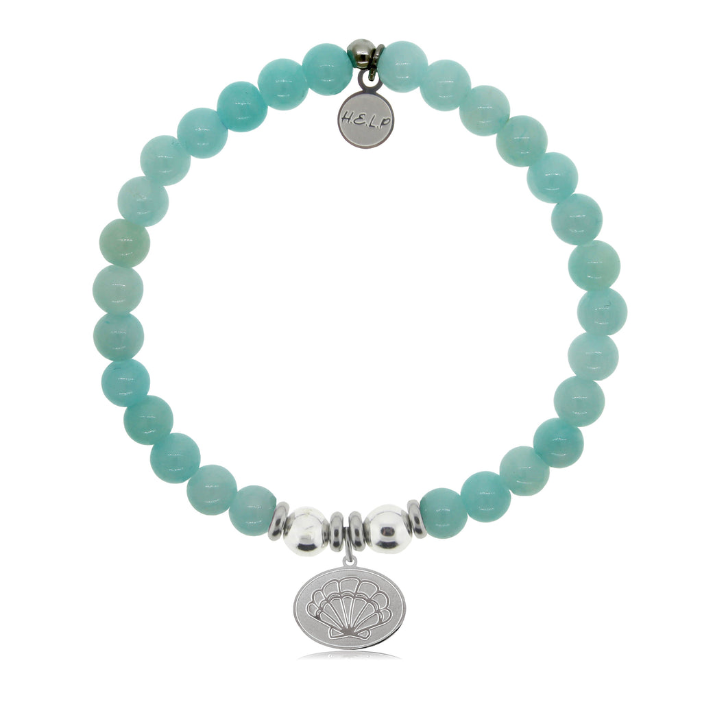 HELP by TJ Seashell Charm with Baby Blue Agate Beads Charity Bracelet