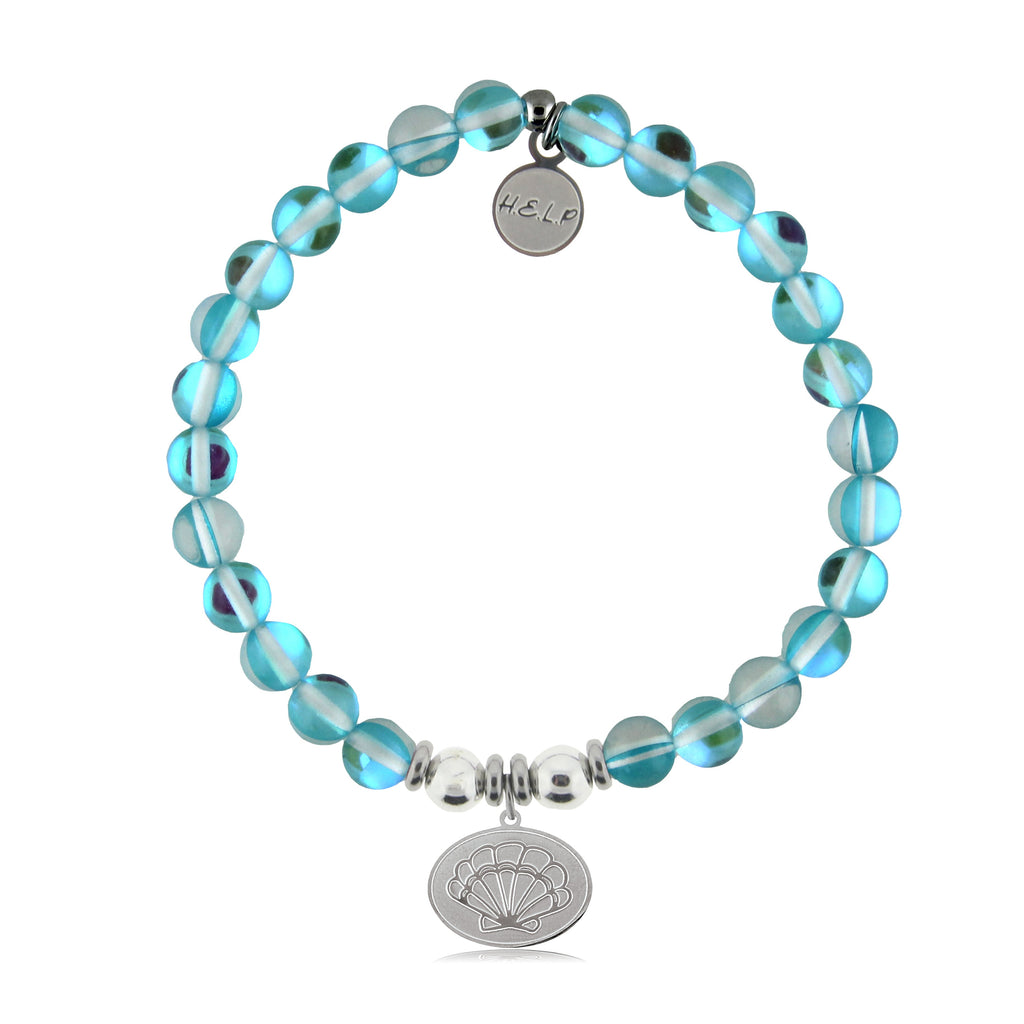HELP by TJ Seashell Charm with Light Blue Opalescent Charity Bracelet