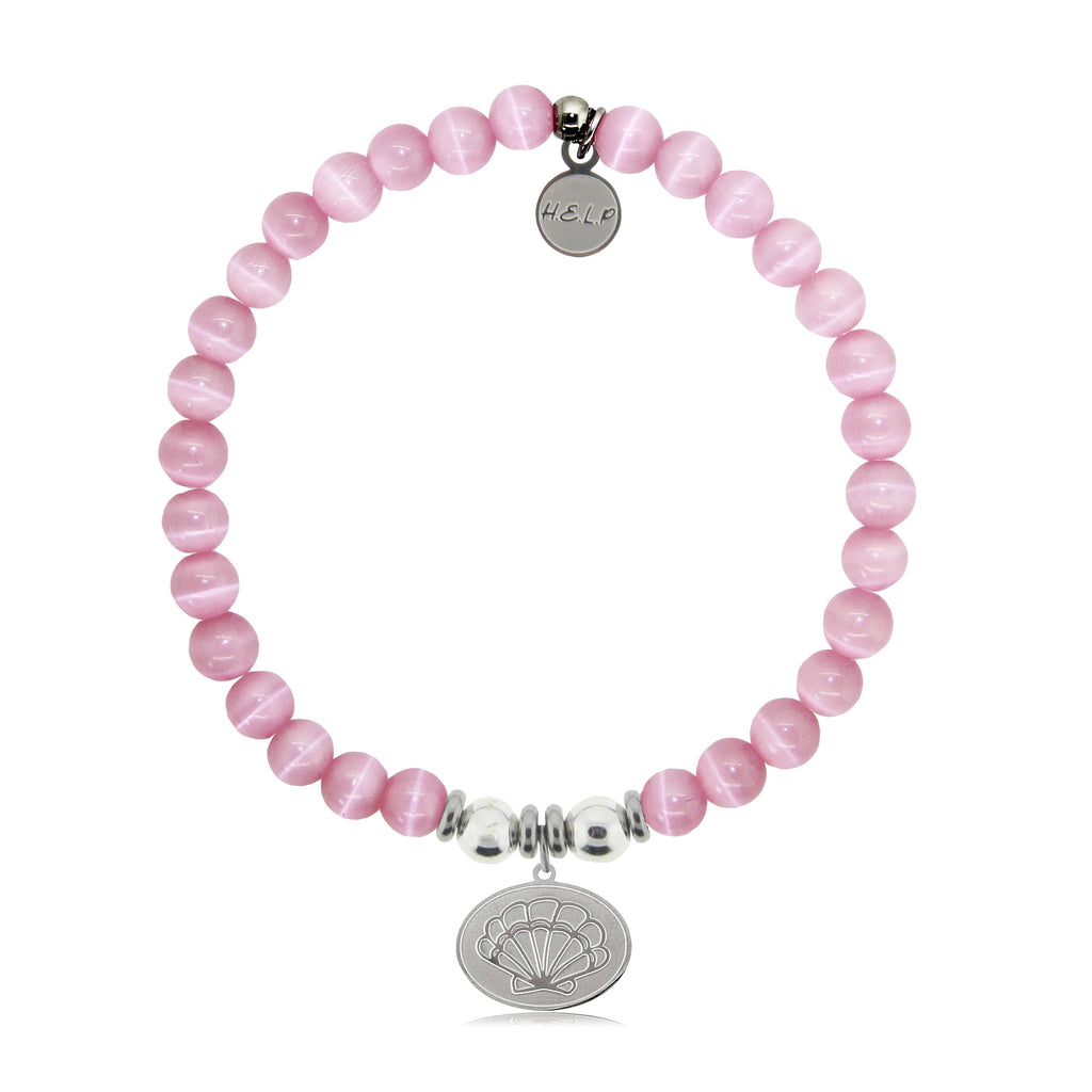 HELP by TJ Seashell Charm with Pink Cats Eye Charity Bracelet