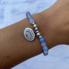 HELP by TJ Seashell Charm with Sky Blue Agate Beads Charity Bracelet