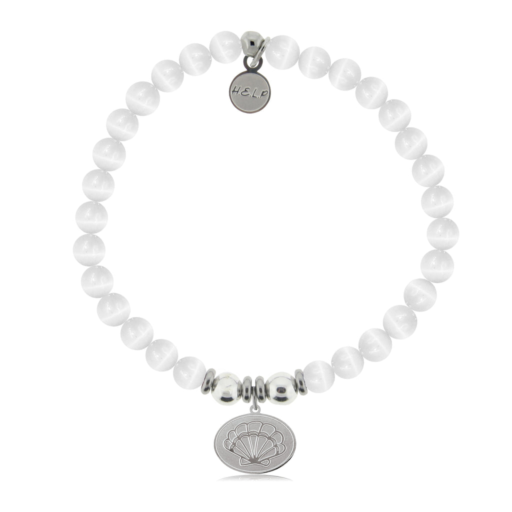 HELP by TJ Seashell Charm with White Cats Eye Charity Bracelet