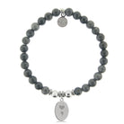 HELP by TJ Semi Colon Charm with Dark Grey Jade Charity Bracelet