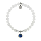 HELP by TJ September Sapphire Crystal Birthstone Charm with White Jade Charity Bracelet