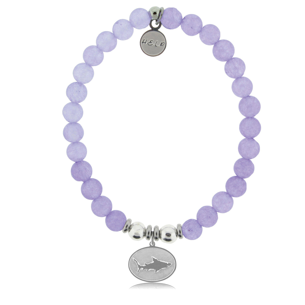 HELP by TJ Shark Charm with Purple Jade Beads Charity Bracelet