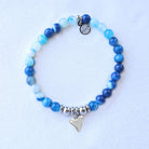 HELP by TJ Shark Tooth AWSC HELP Collaboration Bracelet with Blue Aqua Agate Beads