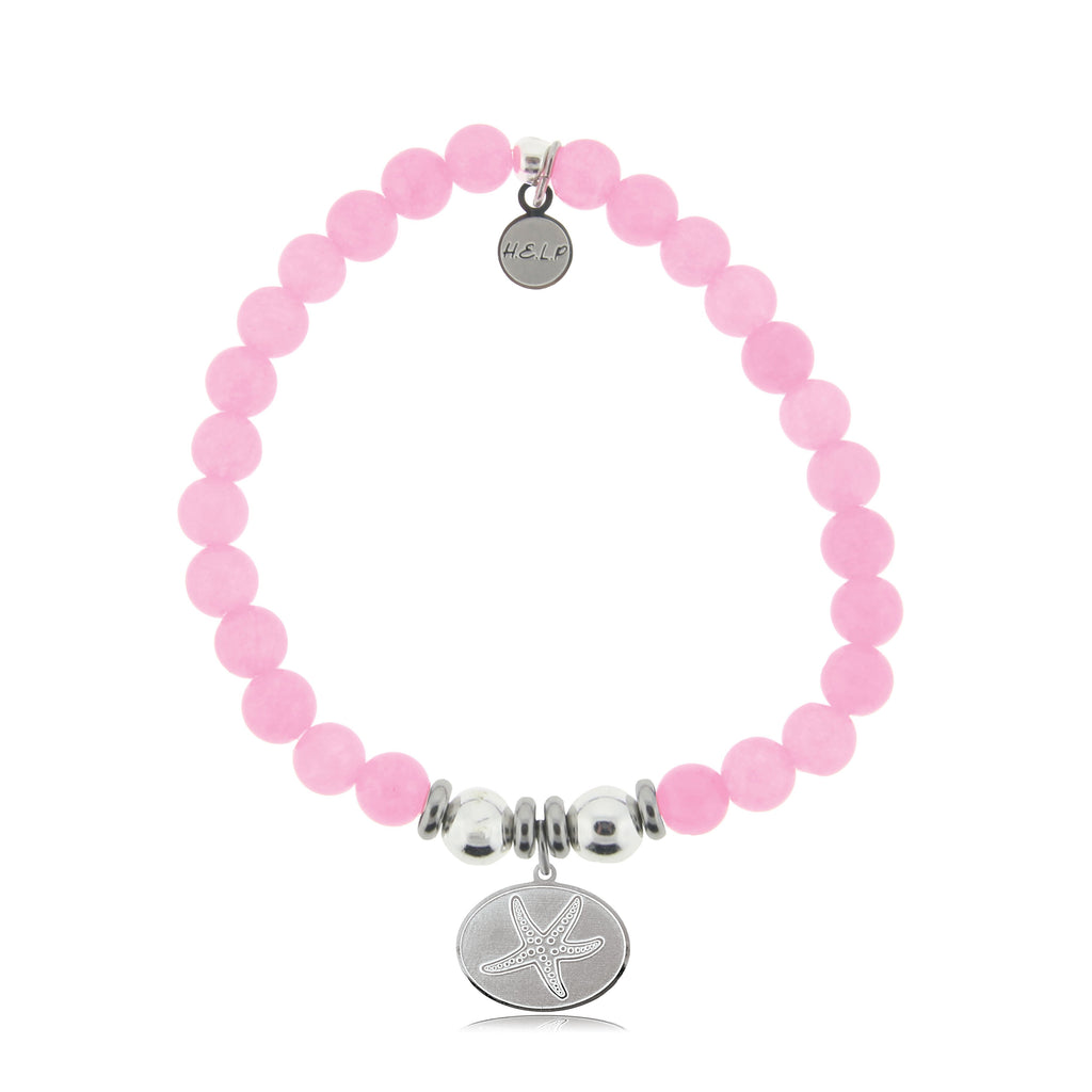 HELP by TJ Starfish Charm with Pink Agate Beads Charity Bracelet