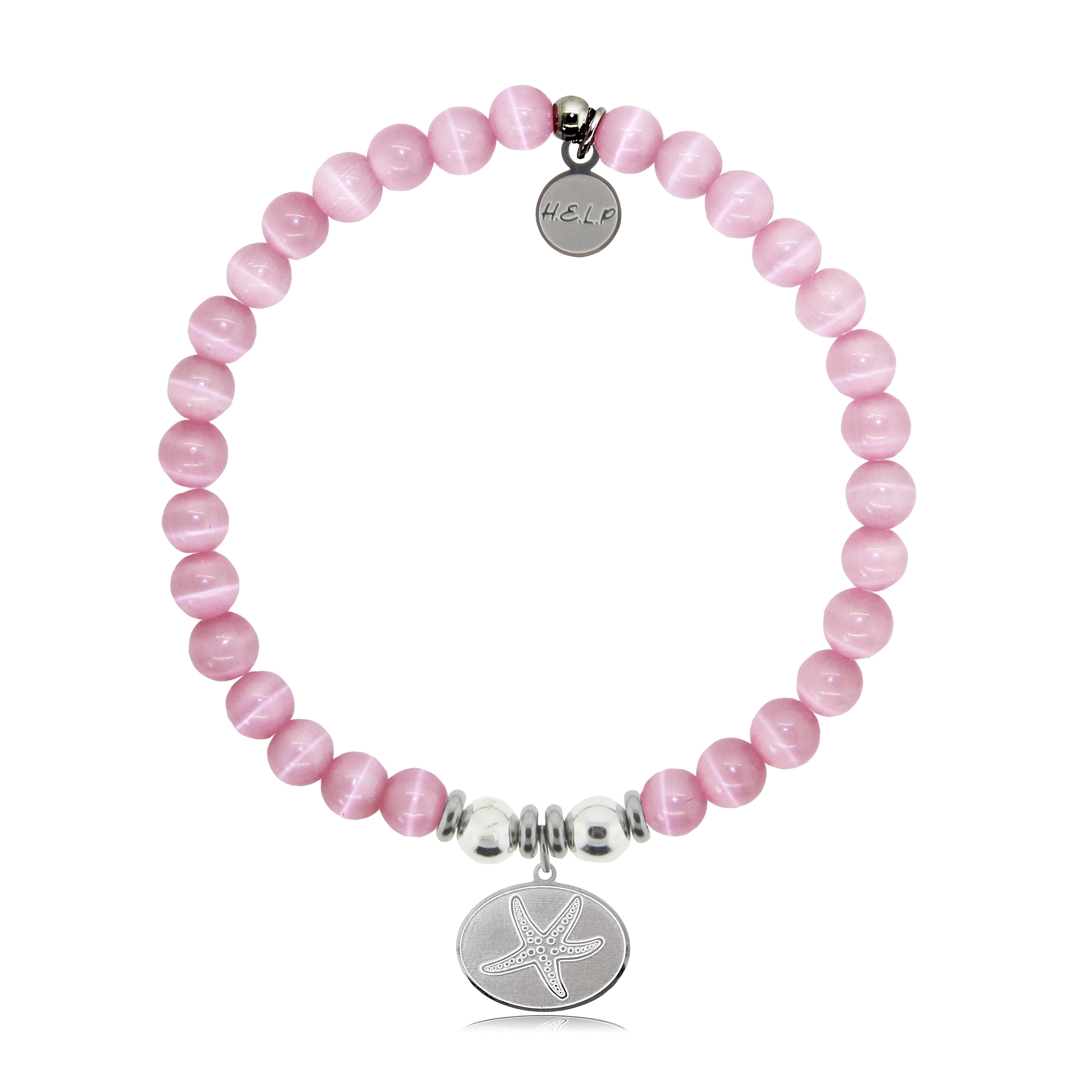 HELP by TJ Starfish Charm with Pink Cats Eye Charity Bracelet