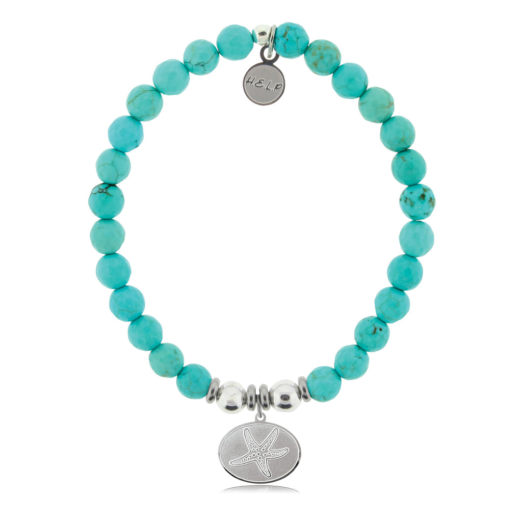 HELP by TJ Starfish Charm with Turquoise Beads Charity Bracelet
