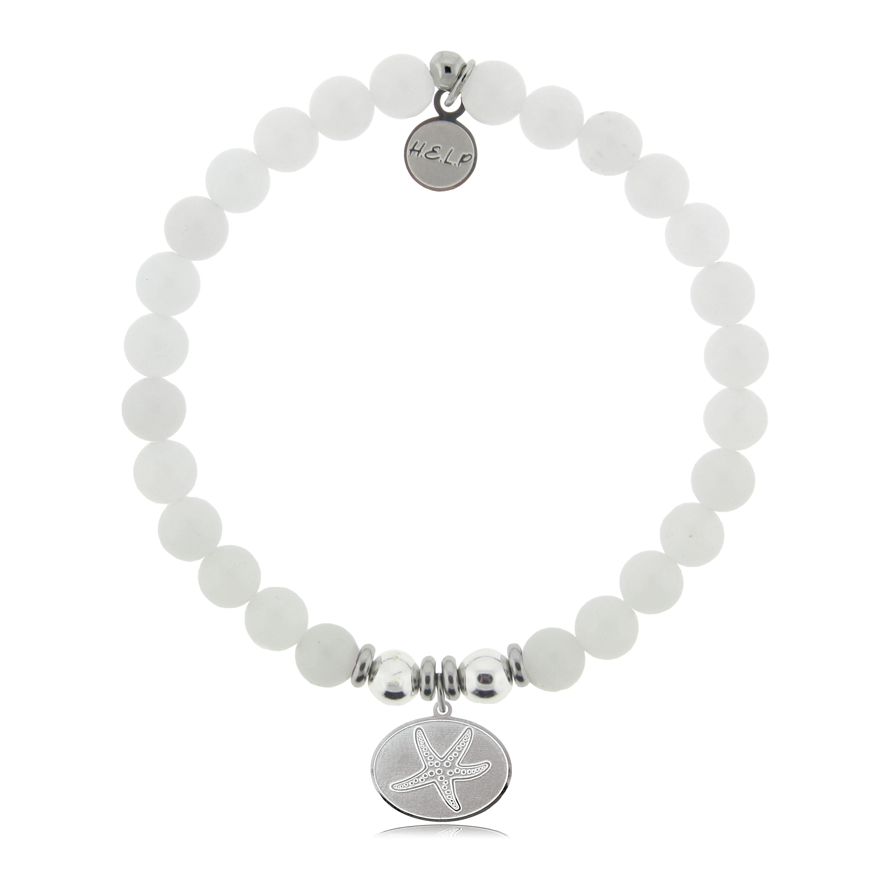 HELP by TJ Starfish Charm with White Jade Beads Charity Bracelet