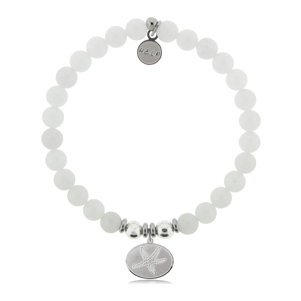HELP by TJ Starfish Charm with White Jade Beads Charity Bracelet
