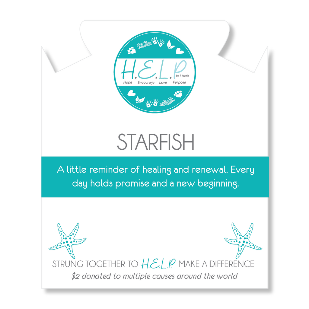 HELP by TJ Starfish Charm with Wildberry Jade Beads Charity Bracelet