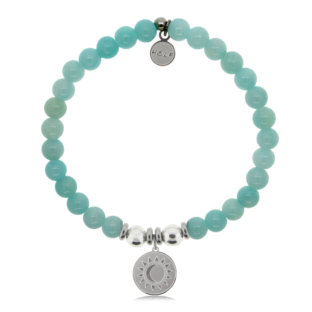 HELP by TJ Sun and Moon Charm with Baby Blue Agate Beads Charity Bracelet