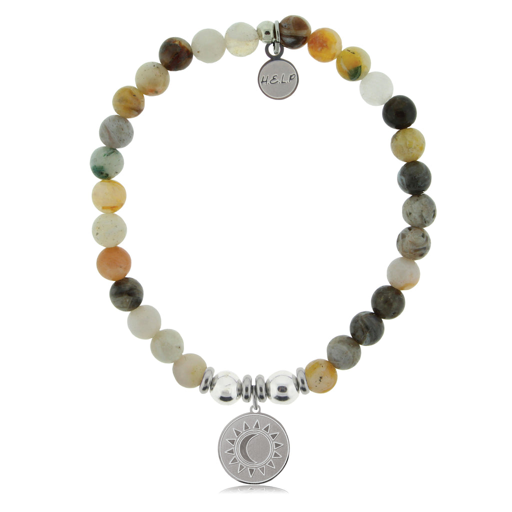 HELP by TJ Sun and Moon Charm with Montana Agate Beads Charity Bracelet