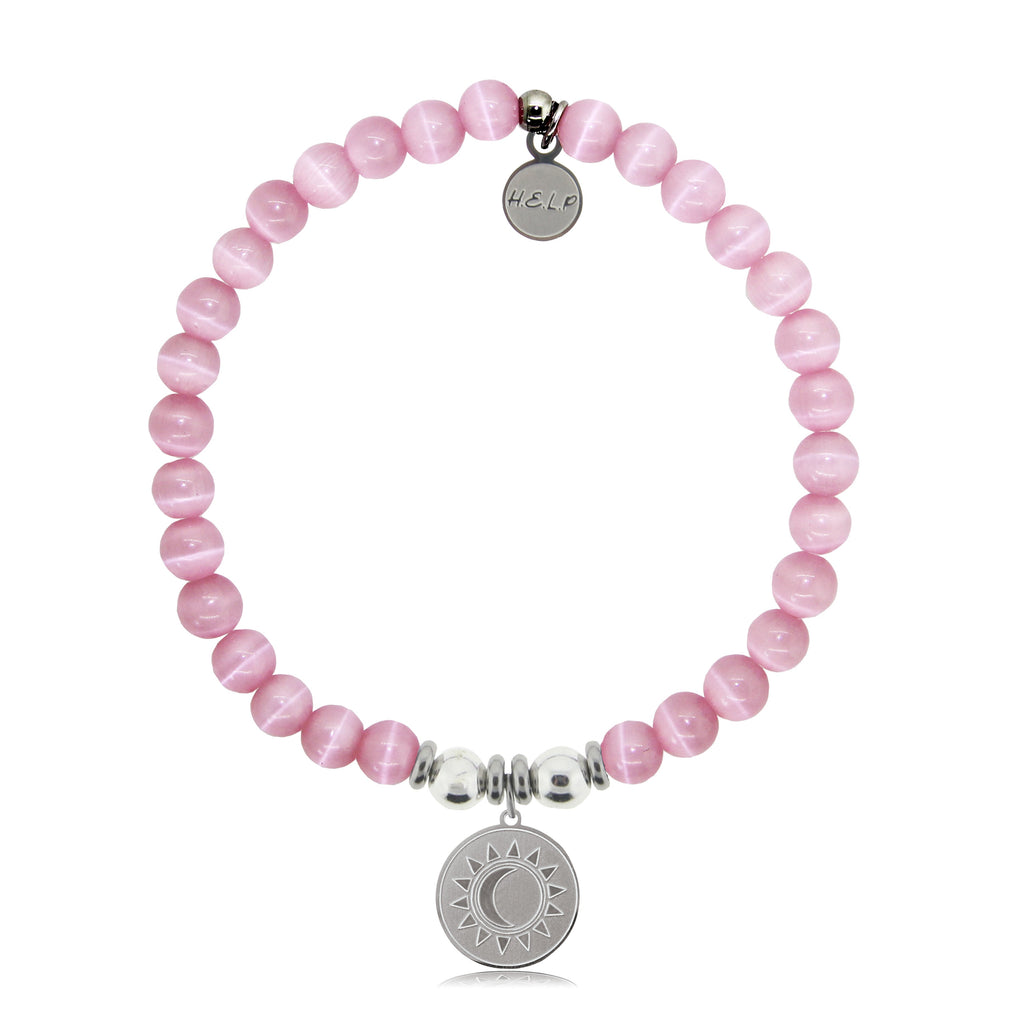 HELP by TJ Sun and Moon Charm with Pink Cats Eye Charity Bracelet