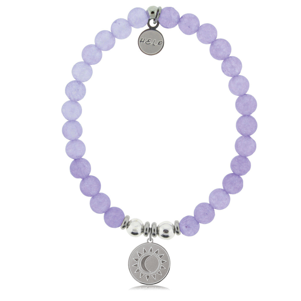 HELP by TJ Sun and Moon Charm with Purple Jade Beads Charity Bracelet