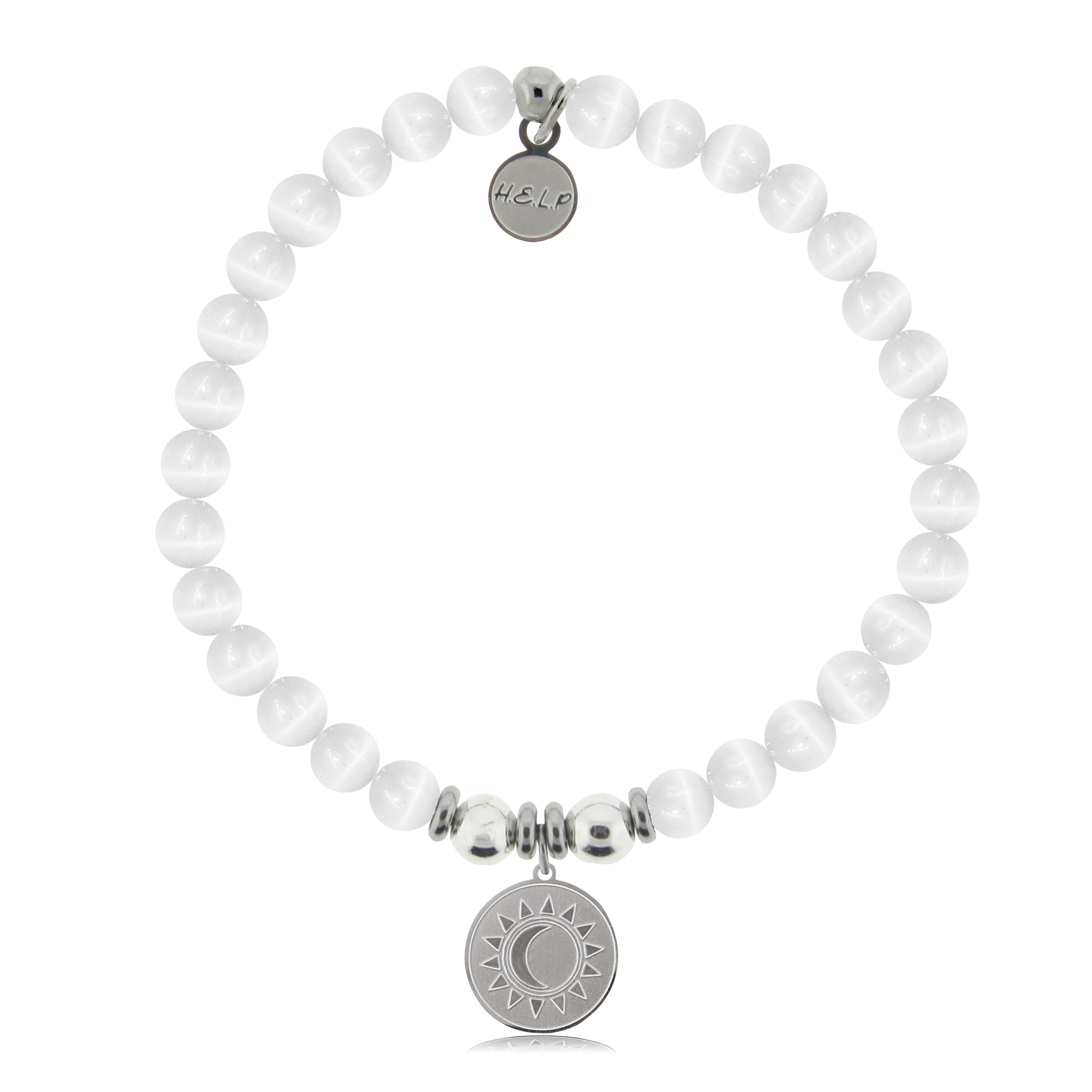 HELP by TJ Sun and Moon Charm with White Cats Eye Charity Bracelet