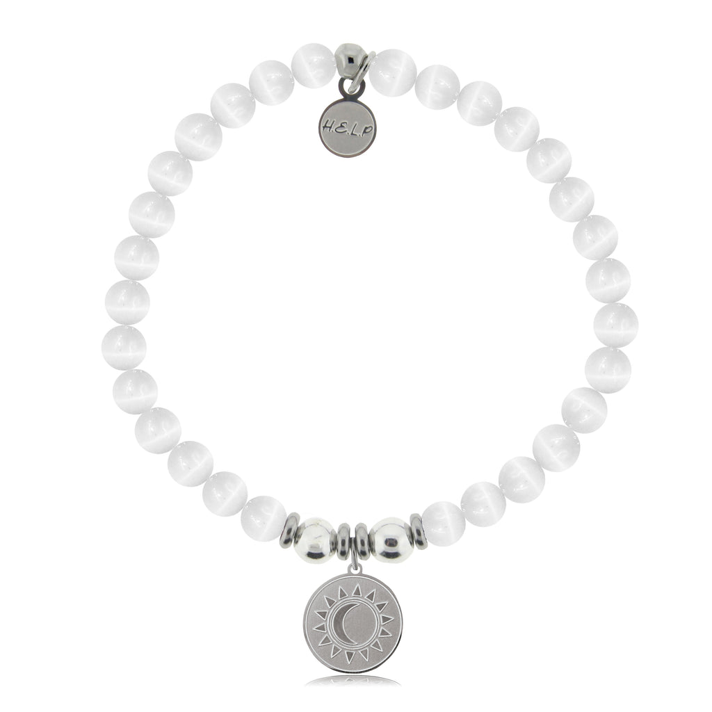 HELP by TJ Sun and Moon Charm with White Cats Eye Charity Bracelet