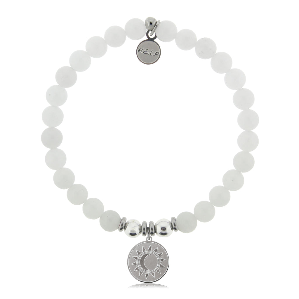 HELP by TJ Sun and Moon Charm with White Jade Beads Charity Bracelet