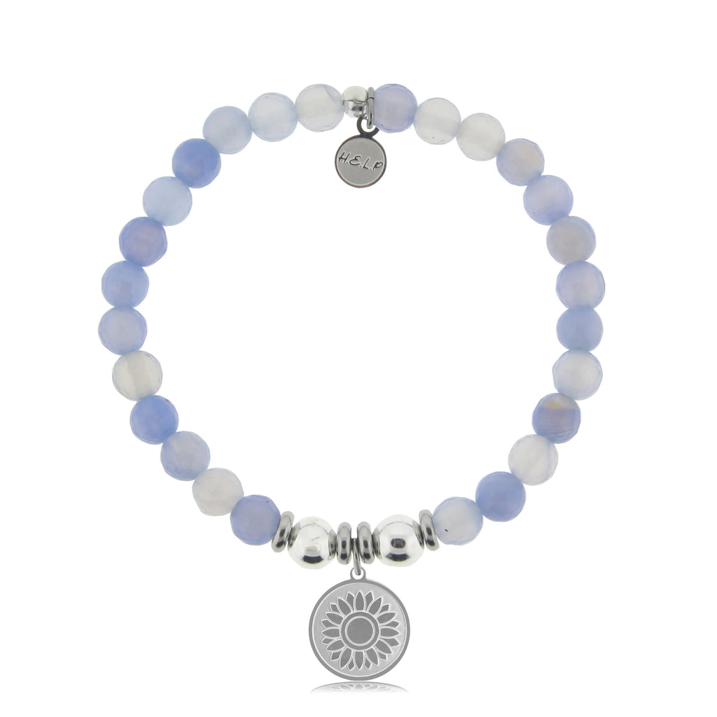 HELP by TJ Sunflower Charm with Sky Blue Agate Beads Charity Bracelet