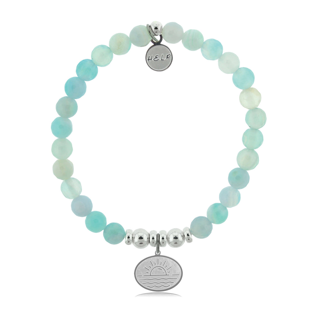 HELP by TJ Sunrise Charm with Aqua Agate Beads Charity Bracelet