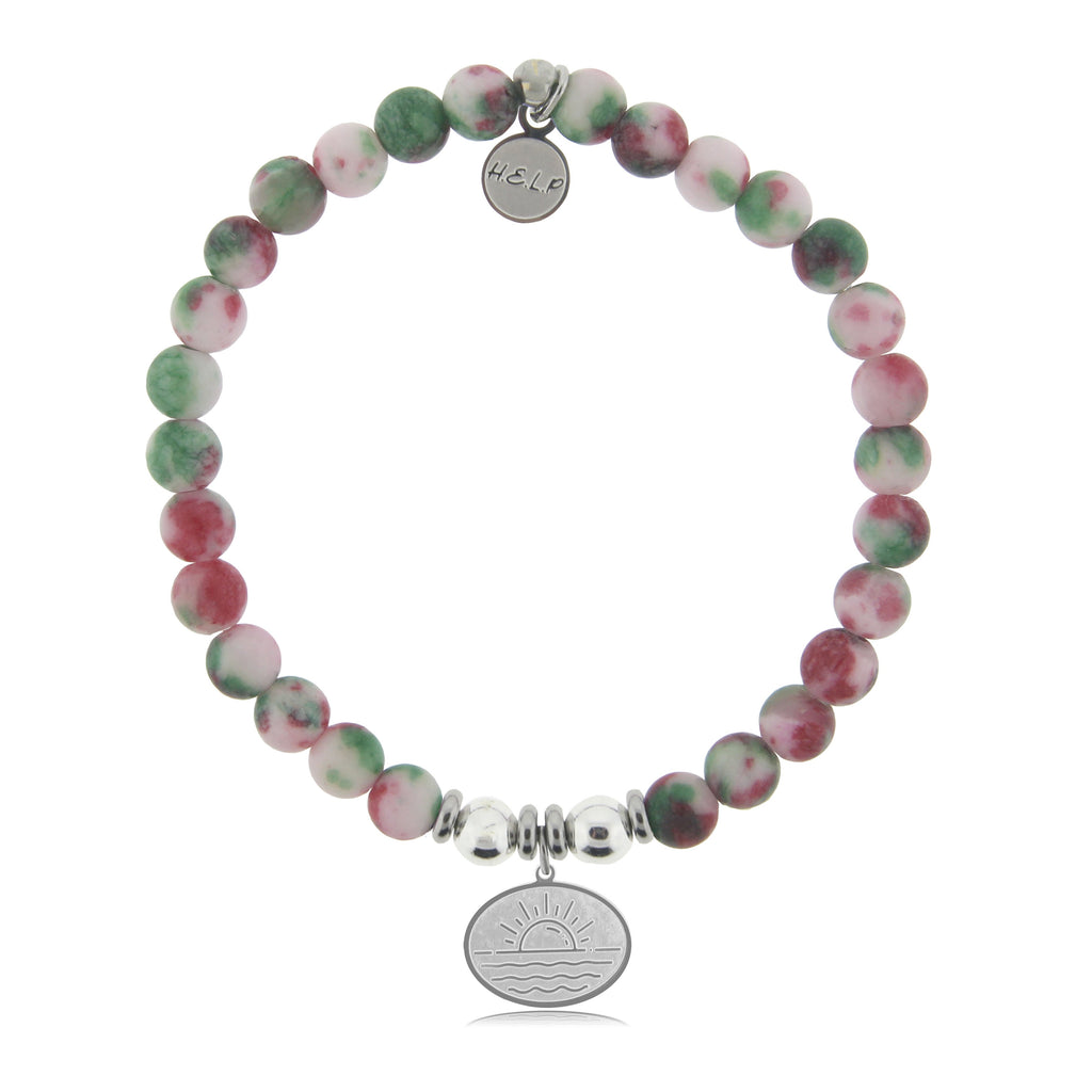 HELP by TJ Sunrise Charm with Holiday Jade Beads Charity Bracelet