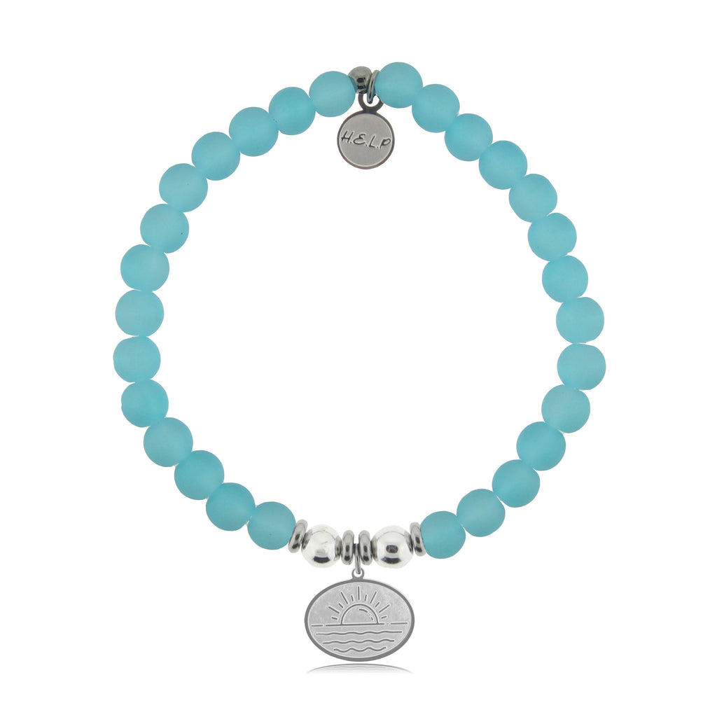 HELP by TJ Sunrise Charm with Light Blue Seaglass Charity Bracelet
