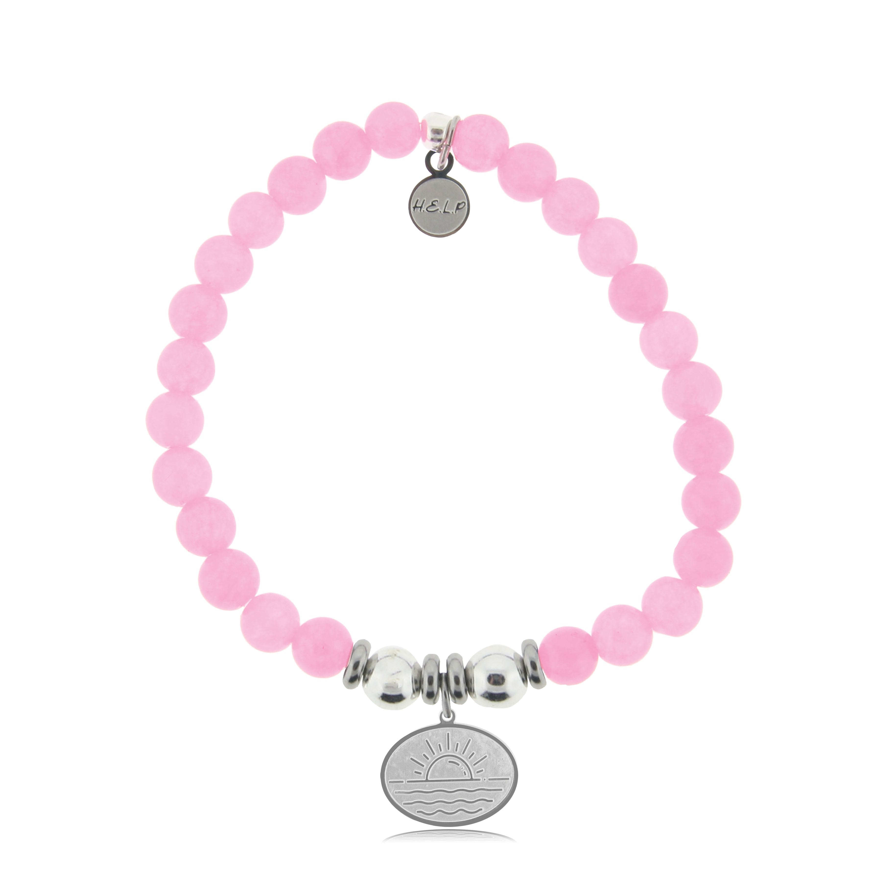 HELP by TJ Sunrise Charm with Pink Agate Beads Charity Bracelet