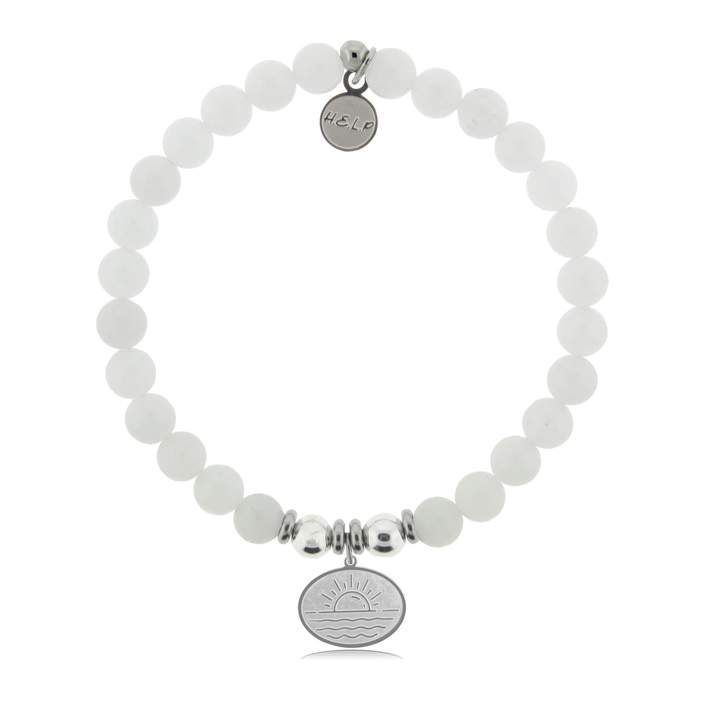 HELP by TJ Sunrise Charm with White Jade Beads Charity Bracelet