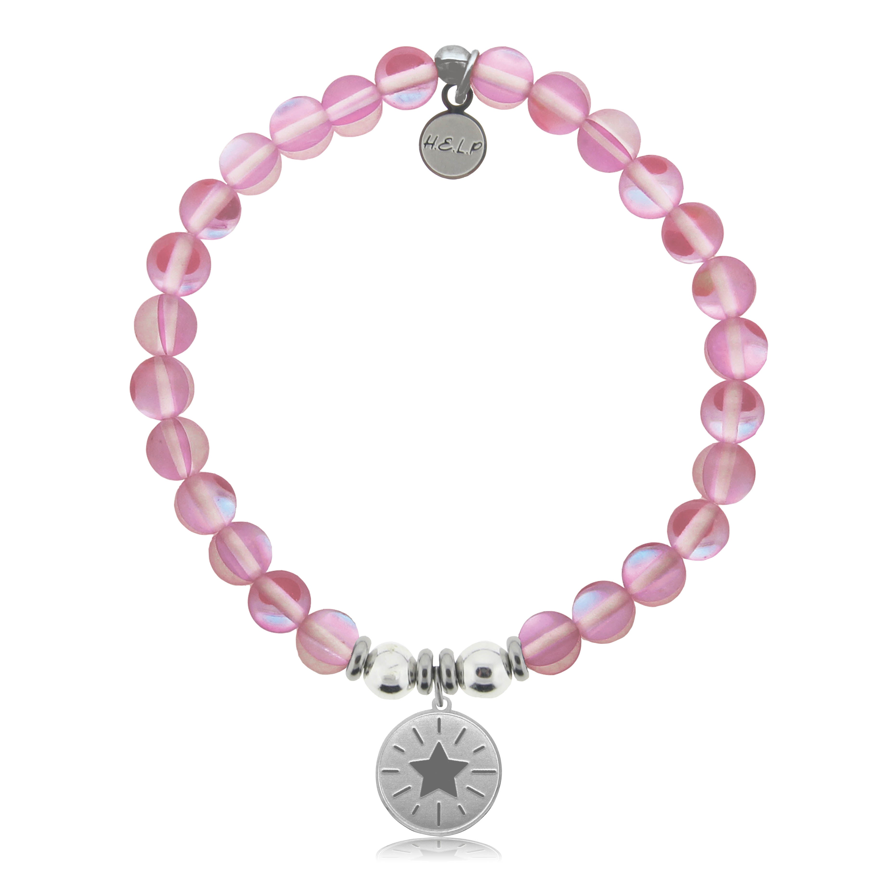 HELP by TJ Superstar Charm with Pink Opalescent Charity Bracelet