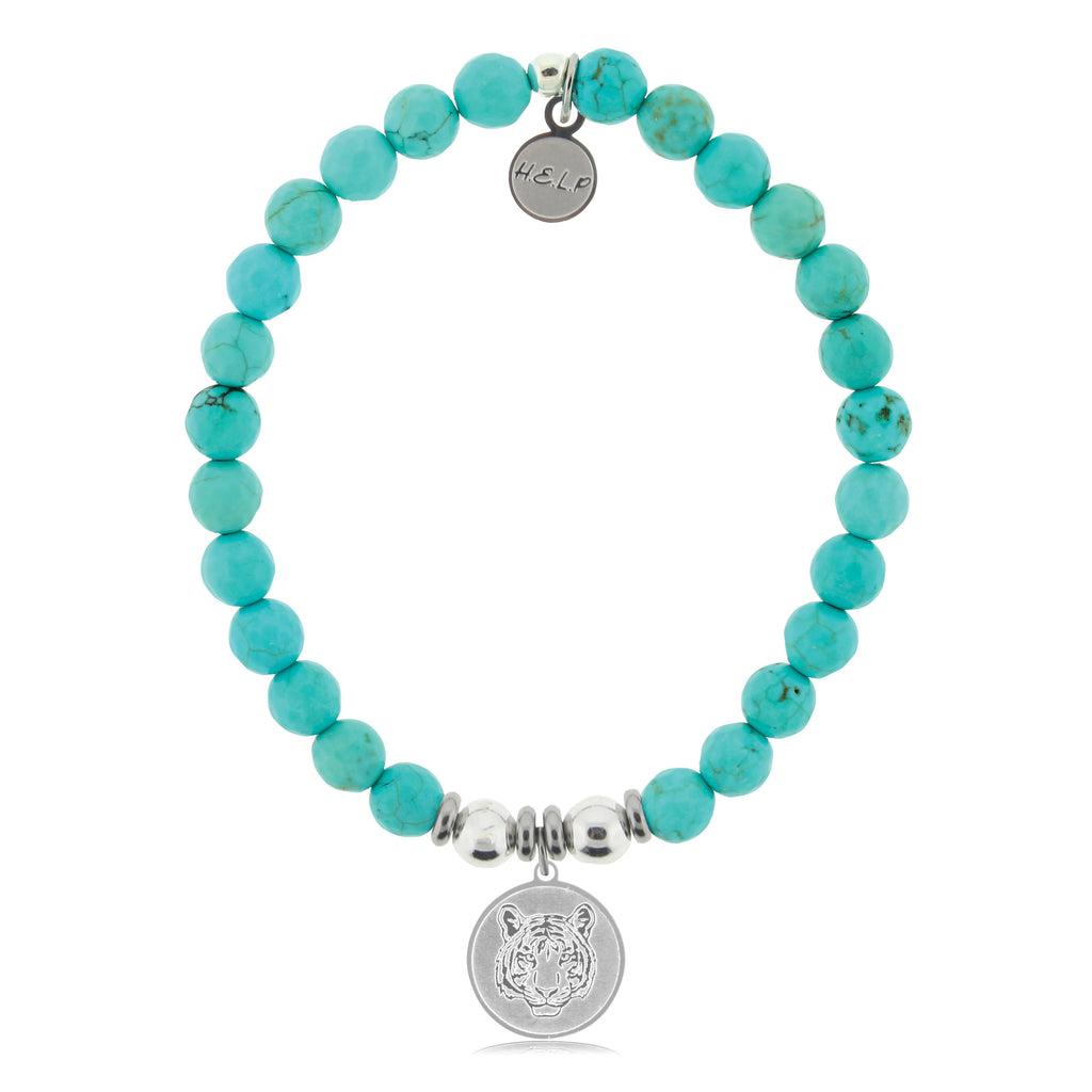 HELP by TJ Tiger Charm with Turquoise Beads Charity Bracelet
