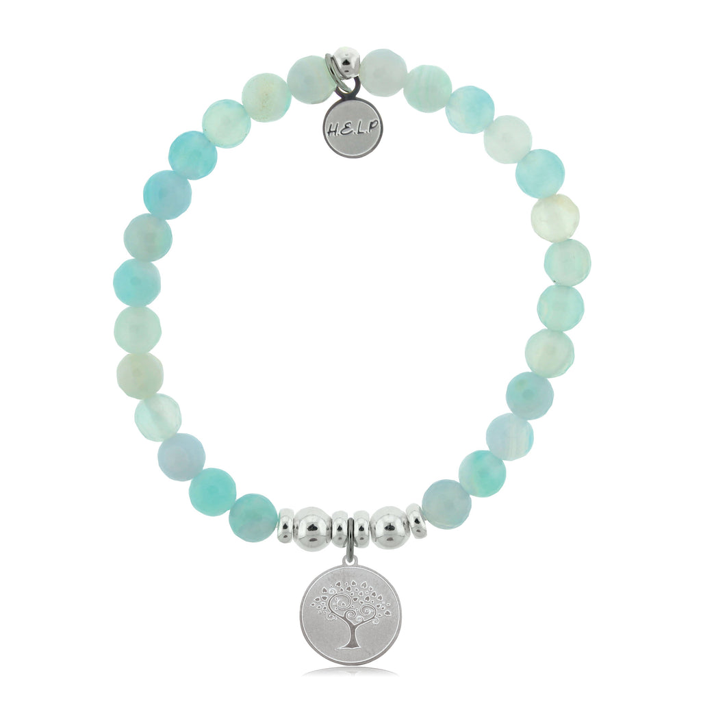 HELP by TJ Tree of Life Charm with Aqua Agate Beads Charity Bracelet