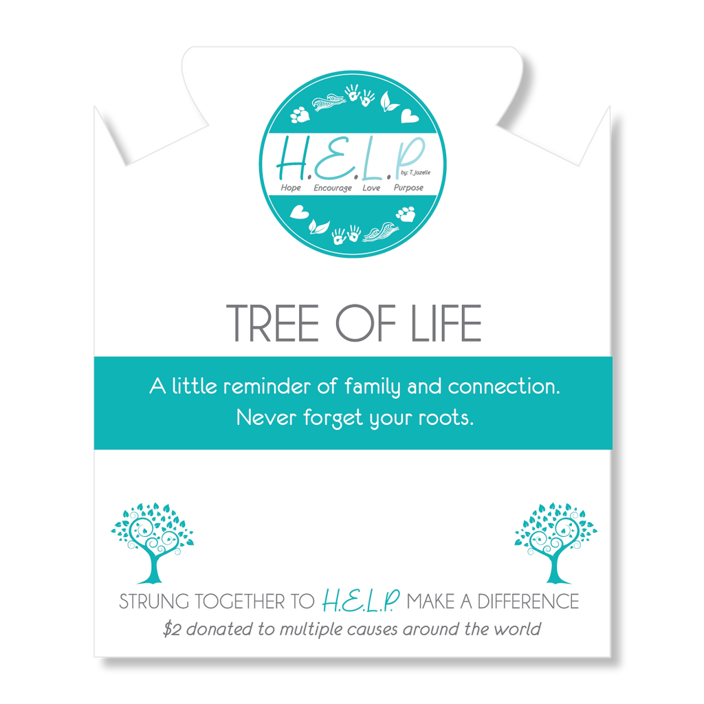 HELP by TJ Tree of Life Charm with Aqua Blue Seaglass Charity Bracelet