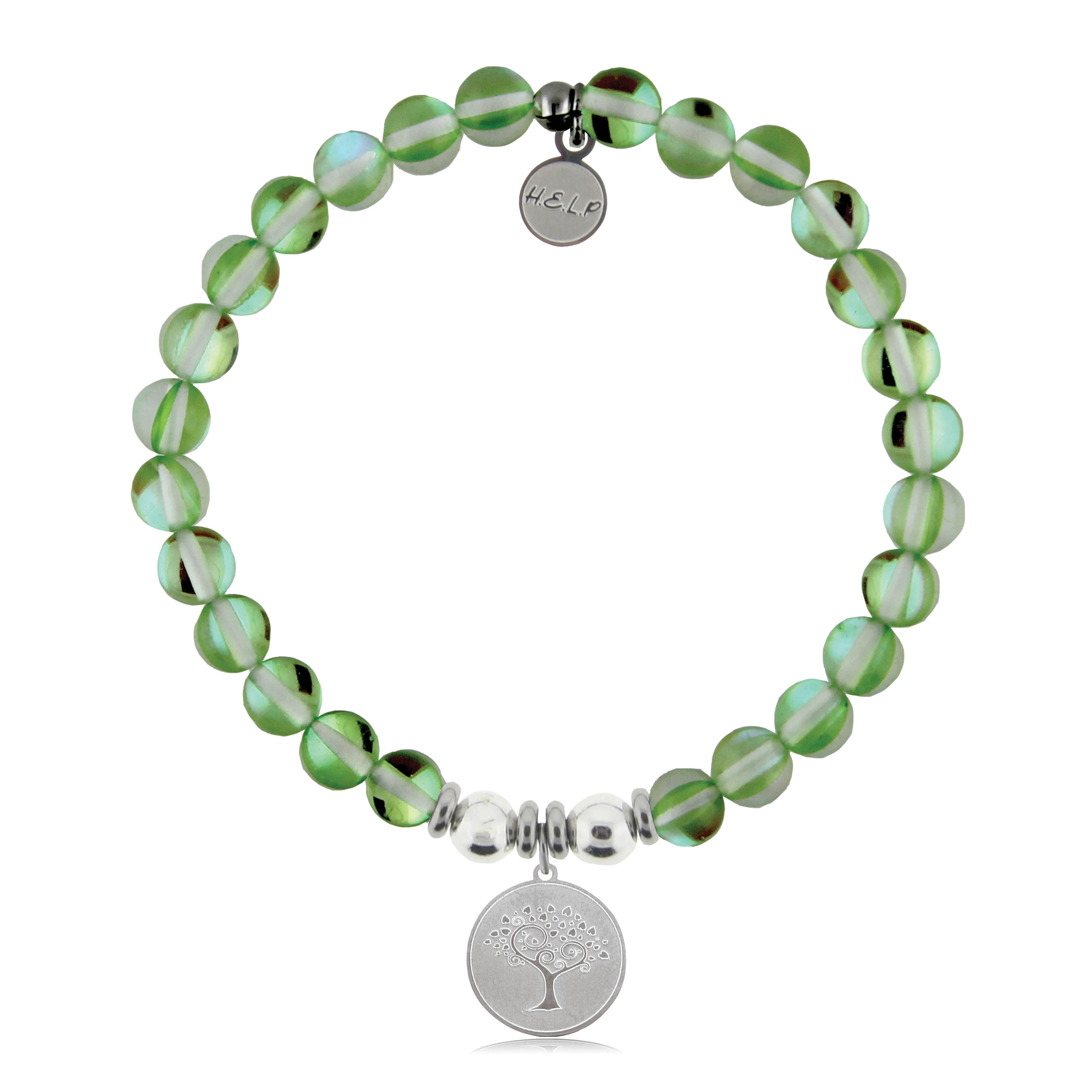 HELP by TJ Tree of Life Charm with Green Opalescent Charity Bracelet