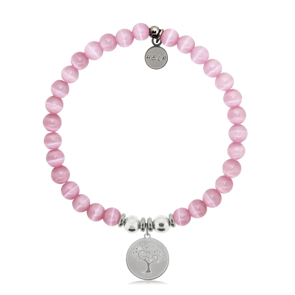 HELP by TJ Tree of Life Charm with Pink Cats Eye Charity Bracelet