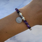 HELP by TJ Tree of Life Charm with Purple Stripe Agate Beads Charity Bracelet